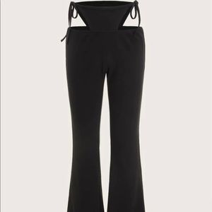 Cutout tie waist flare leg pants